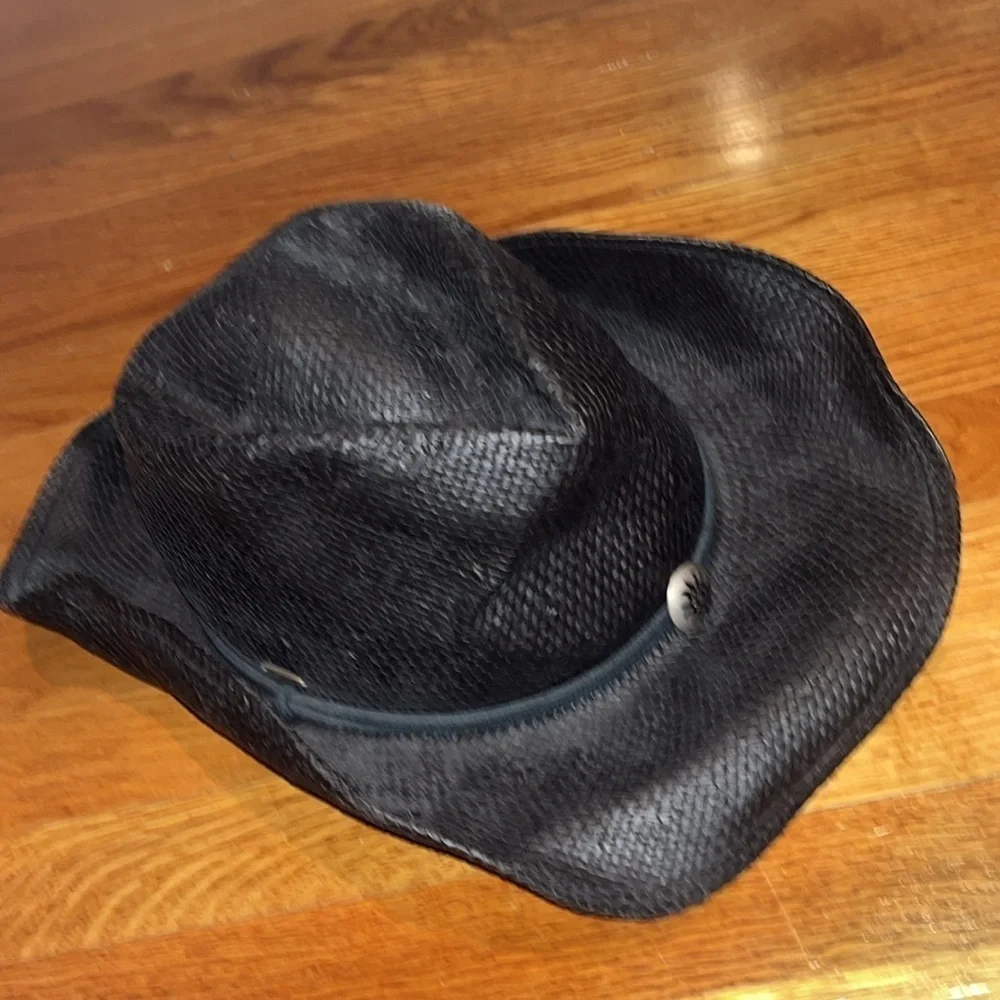 Scala Western Hat in black natural fiber size sm / med with chin strap